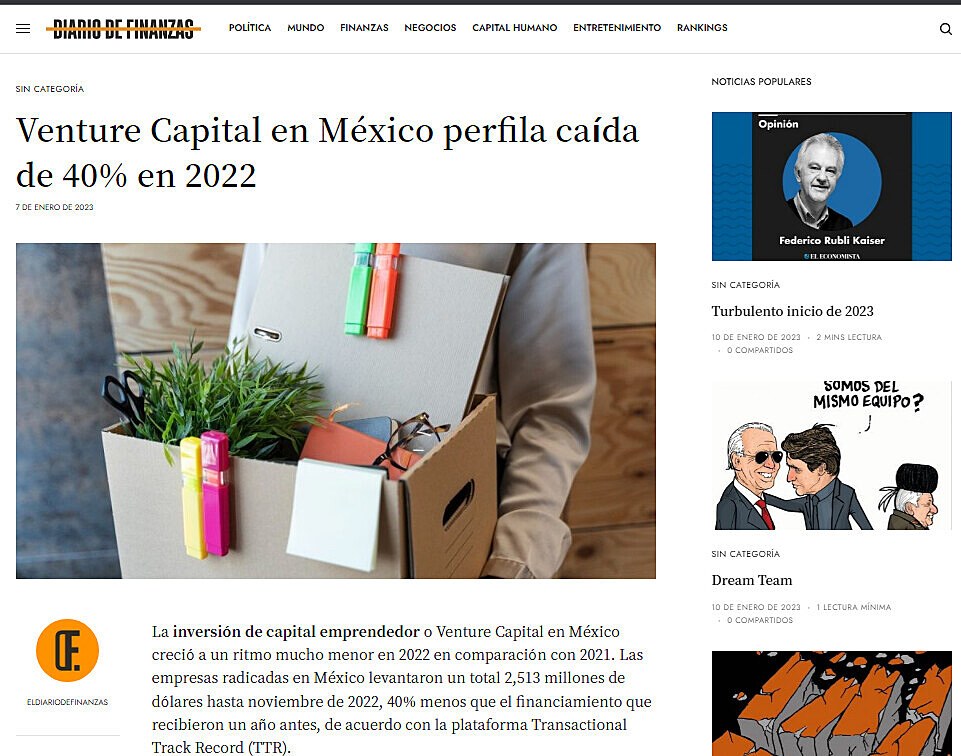 Venture Capital en Mxico perfila cada de 40% en 2022
